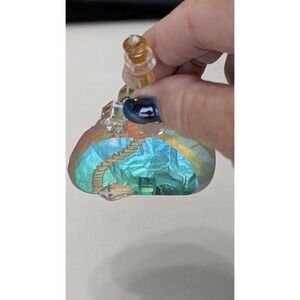 Vintage Crystal World Rainbow Castle Iridescent Crystal Figurine CW Signed